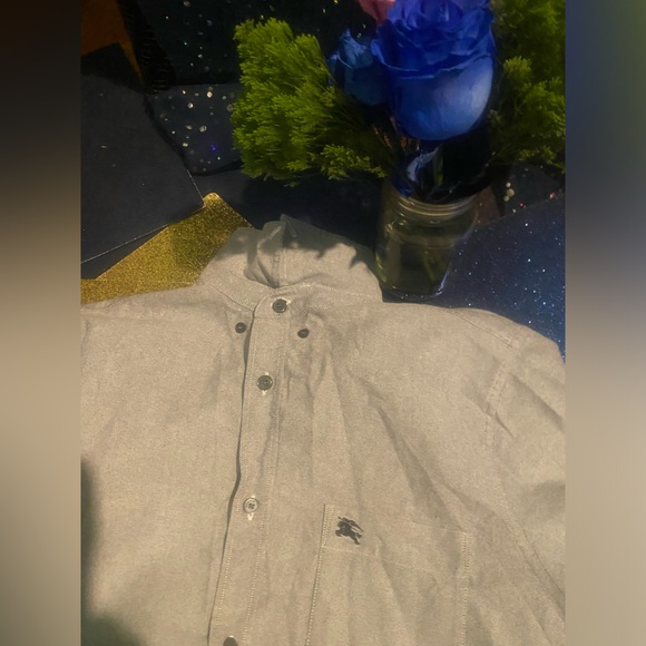BURBERRY BRIT MEN’s LIGHT GREY-BLUE VINTAGE AUTHENTIC FULL-SLEEVE Shirt RARE LUX - Picture 15 of 16